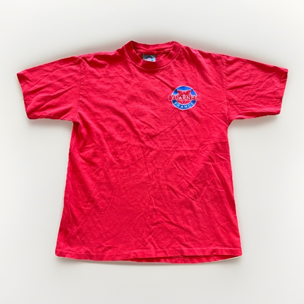 Vintage‎ Vuarnet France Shirt Youth L Red Cotton 90s 80s Ski Logo